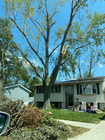 Many houses were damaged during the derecho. 