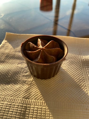 Chocolate cup with chocolate mousse at Baker House during the Lake Geneva Winterfest