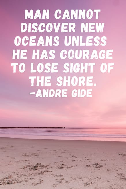 "Man cannot discover new oceans unless he has courage to lose sight of the shore."  Andre Gide 
