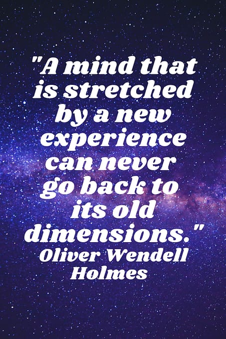 "A mind that is stretched by a new experience can never go back to its old dimensions." Oliver Wendell Holmes 