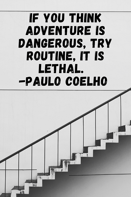 "If you think adventure is dangerous, try routine, it is lethal." Paulo Coelho