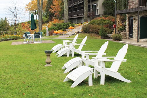 Chairs to use while enjoying the views at Egg Harbor Lodge. 